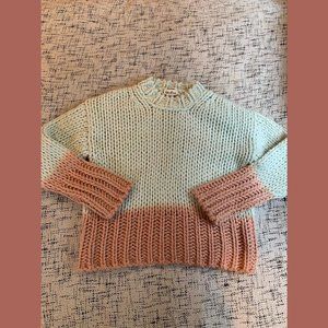 Acne Studios Kirene dip dye thick knit sweater in ombre mint and salmon, size S